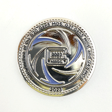 2023 GLOCK Collectors Association challenge coin, front side.