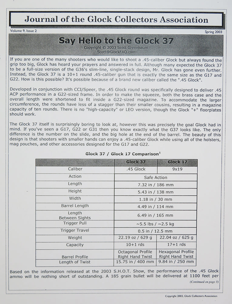 Glock Club Newsletter Volume 9, Issue 2 reprint
