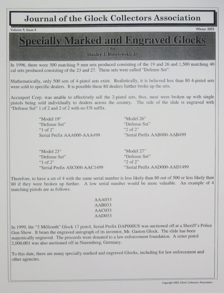 Glock Club newsletter volume 9, issue 4 reprint