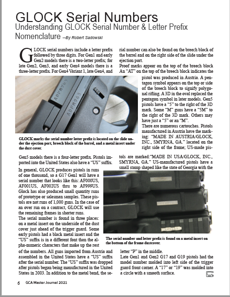 Master Journal Revised 2021: GLOCK Serial Numbers