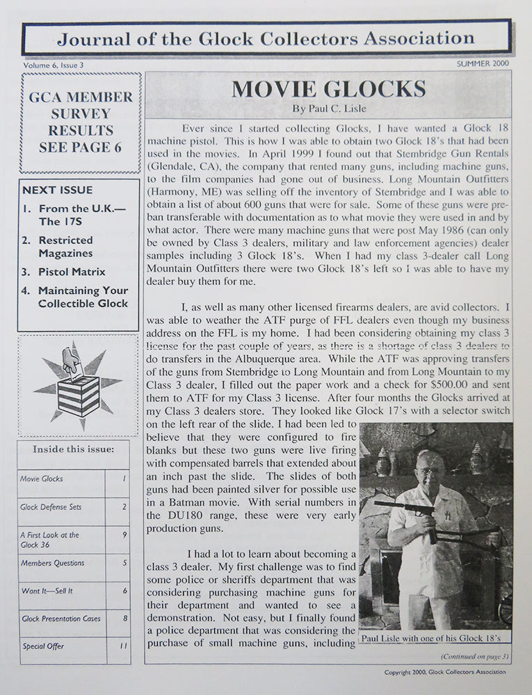 Journal of Glock Collectors Association Volume 6, Issue 3 reprint